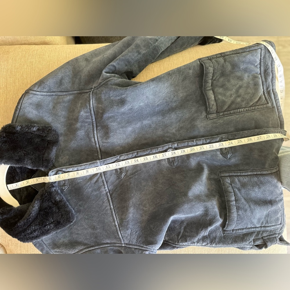 Penny Lane Vintage Suede Leather Faux Fur Oversized ButtonUp Jacket Dennis Basso - Picture 10 of 10